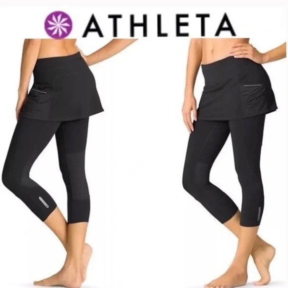 Athleta Pants - Athleta cuteness 2 in 1 skirt leggings Black size M